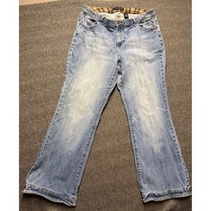 VTG Venezia Womens Plus Size 20 Light Wash Studded Straight Leg Jeans Plaid Trim